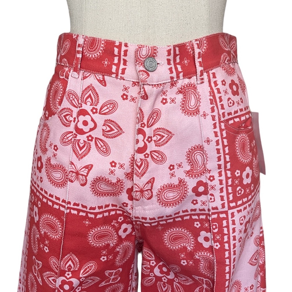 Lisa Says Gah Red Paisley Straight-Leg Jeans - Picture 6 of 13